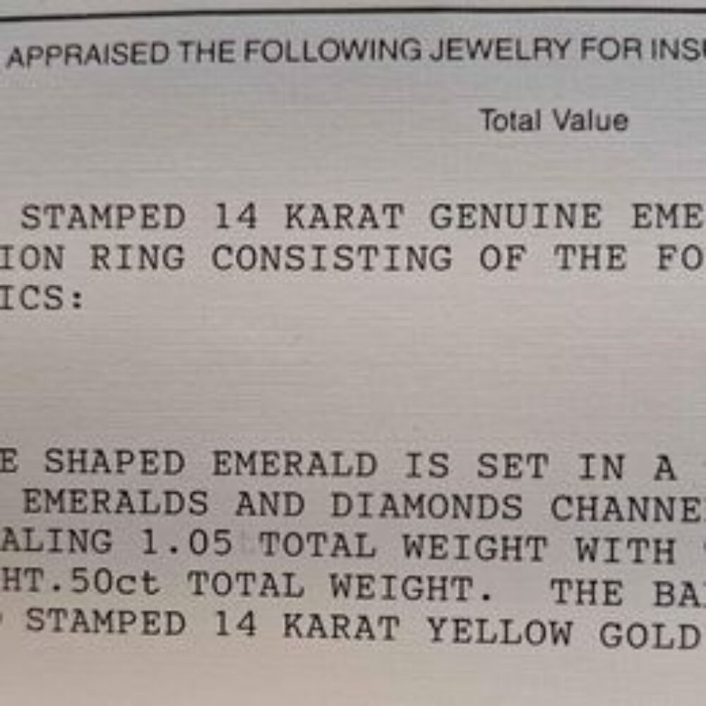 Genuine Emerald & Diamond 14kt yellow gold fashion ring - Picture 6 of 6